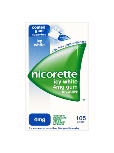 Nicorette Icy White Sugar-Free Gum 4mg Nicotine 105 Pieces