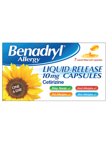 Benadryl Allergy Liquid Release One A Day 10mg Capsules 7 Liquid Filled Soft Capsules