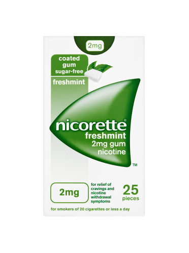 Nicorette Freshmint Sugar-Free Gum 2mg Nicotine 25 Pieces