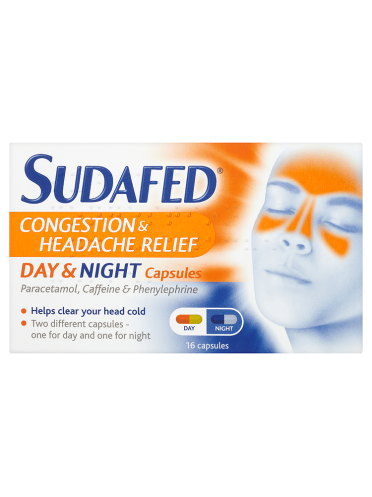 Sudafed Congestion Headache Relief Day & Night Capsules 16 Capsules