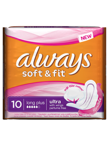 Always Ultra Soft & Fit Long Plus Sanitary Towels x 10