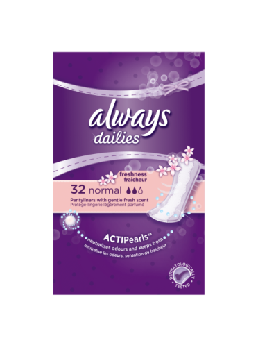 Always Dailies Pantyliners Normal Freshness With Gentle Fresh Scent 32 Count