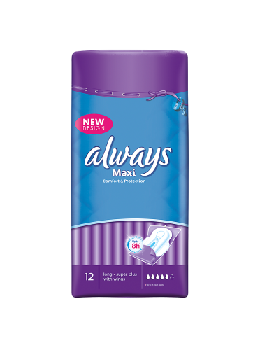 Always Maxi Sanitary Towels Long Plus With Wings 12 Pads