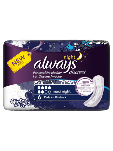 Always Discreet Incontinence Pads+ Maxi Night x 6