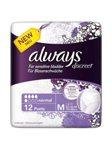 Always Discreet Incontinence Pants Normal Medium x 12