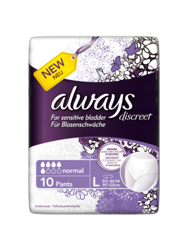 Always Discreet Incontinence Pants Normal Large x 10
