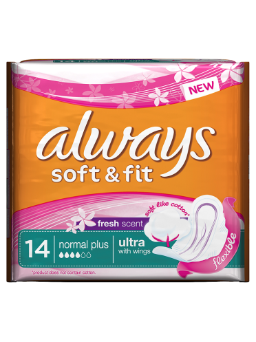 Always Ultra Soft & Fit Fresh Normal Plus Sanitary Towels x 14