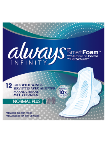 Always Infinity Normal Plus Sanitary Towels with Wings 12 count