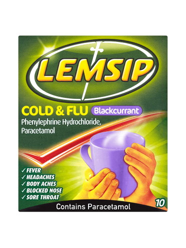 Lemsip Cold & Flu Blackcurrant 10 Sachets
