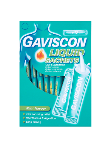 Gaviscon Liquid Sachets Mint Flavour 12 x 10ml Sachets