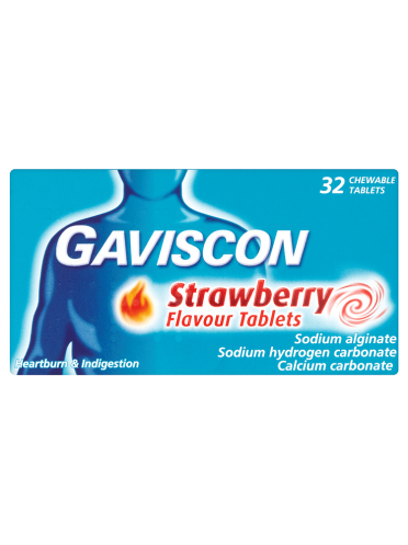 Gaviscon Strawberry Flavour Tablets 32 Chewable Tablets