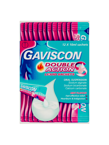 Gaviscon Double Action Liquid Sachets Mint Flavour 12 x 10ml Sachets