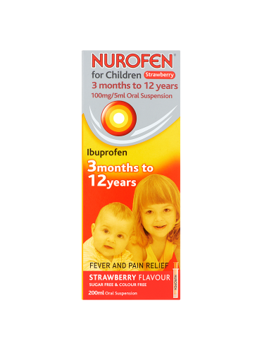 Nurofen for Children 100mg/5ml Oral Suspension Strawberry Flavour 3 Months to 12 Years 200ml