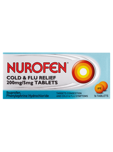 Nurofen Cold & Flu Relief 200mg/5mg Tablets 16 Tablets