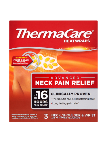 ThermaCare HeatWraps Advanced Neck Pain Relief Neck, Shoulder & Wrist 3 Air-Activated Heat Wraps