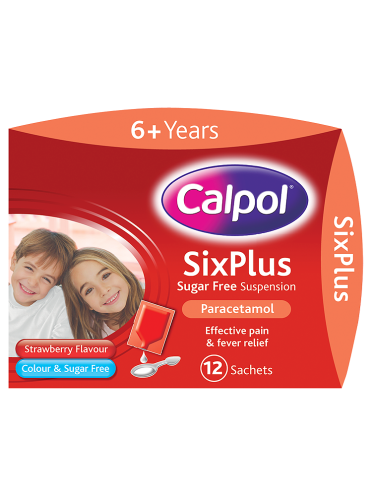 Calpol SixPlus Sugar Free Suspension Strawberry Flavour 6+ Years 12 x 5ml Sachets