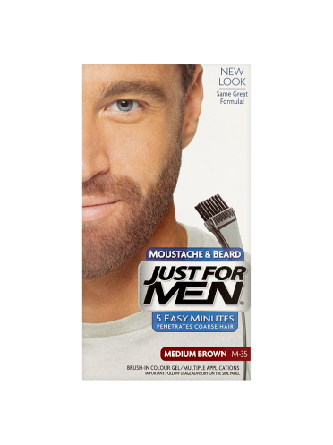 Just For Men Moustache & Beard Brush-In Colour Gel Medium Brown M-35