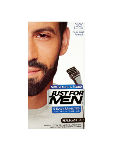 Just For Men Moustache & Beard Brush-In Colour Gel Real Black M-55