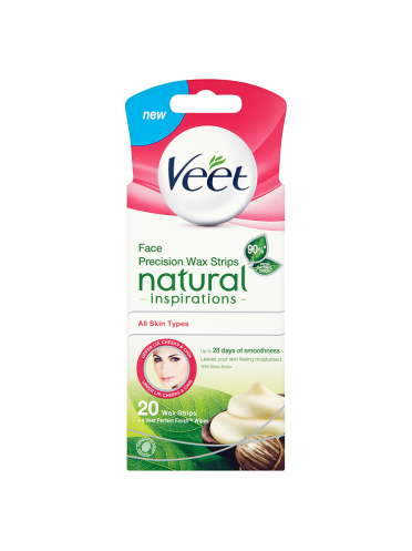 Veet Natural Inspirations Face Precision Wax Strips with Shea Butter All Skin Types 20 Wax Strips