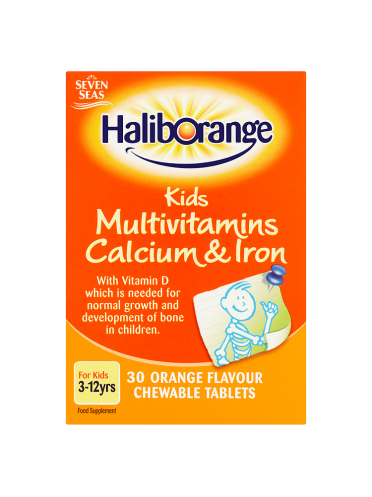 Seven Seas Haliborange Kids Multivitamins Calcium & Iron 3-12yrs 30 Orange Flavour Chewable Tablets