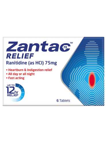 Zantac Relief Ranitidine (as HCl) 75mg 6 Tablets