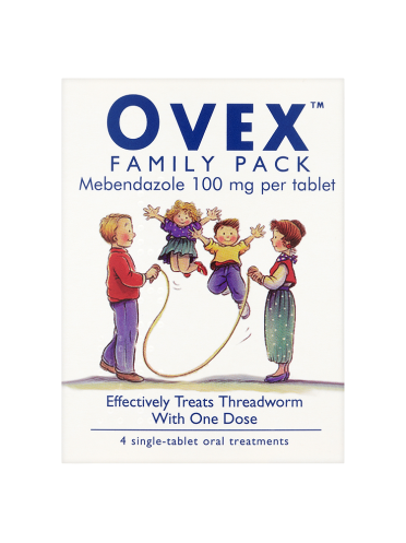 Ovex Family Pack Contains 4 Single-Tablet Treatments for Threadworms