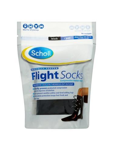 Scholl Flight Socks Black 1 Pair Shoe Sizes 3-6