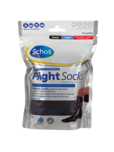 Scholl Flight Socks Black 1 Pair Shoe Sizes 6 1/2-9