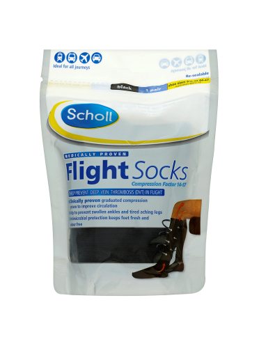 Scholl Flight Socks Black 1 Pair Shoe Sizes 9 1/2-12