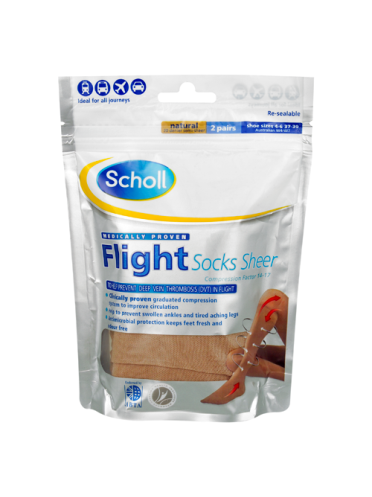 Scholl Flight Socks Natural 2 Pairs Shoe Sizes 4-6