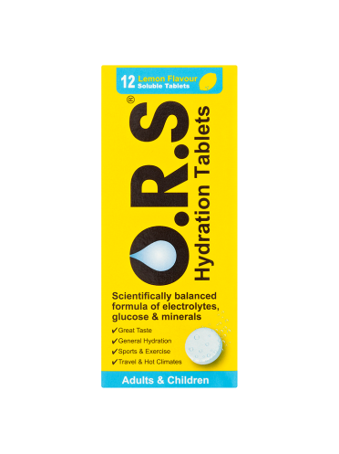 O.R.S Hydration Tablets Adults & Children 12 Lemon Flavour Soluble Tablets
