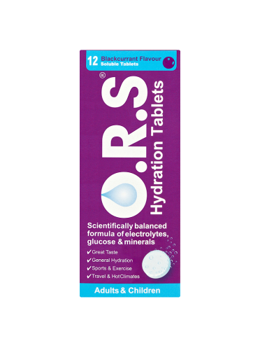 O.R.S Hydration Tablets Adults & Children 12 Blackcurrant Flavour Soluble Tablets